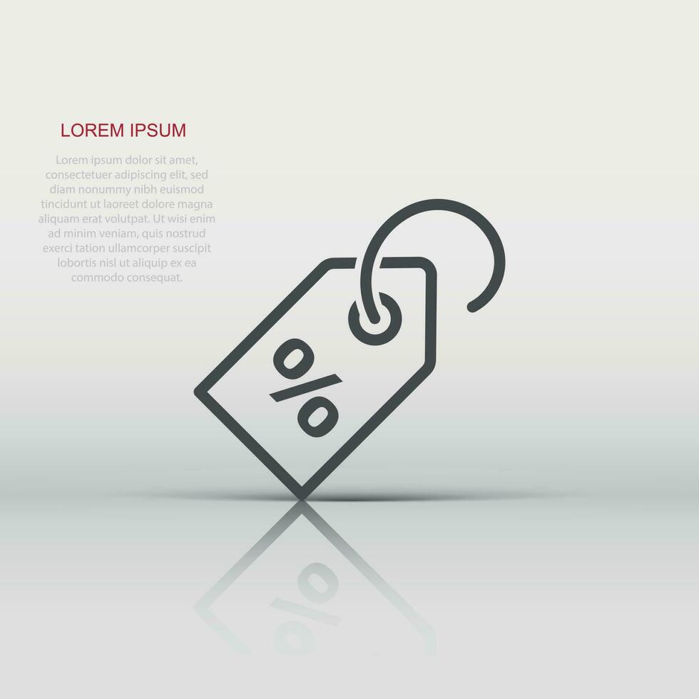 Discount percent tag icon in flat style. Price sale illustration on white isolated background. Promotion coupon concept. vector