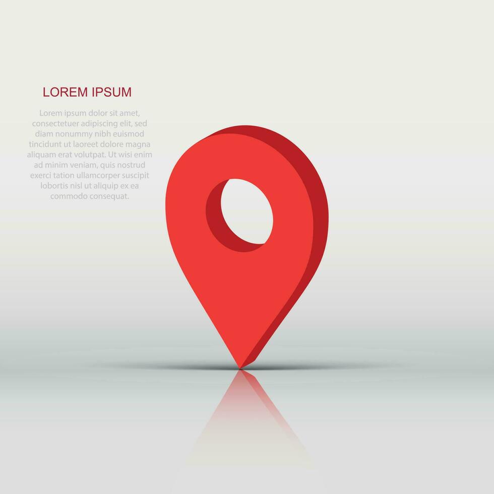 3D map pointer in flat style. Gps navigation mark illustration on white isolated background. Pointer destination concept. vector