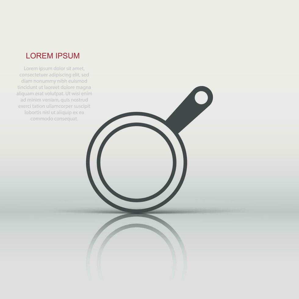 Frying pan icon in flat style. Cooking pan illustration on white isolated background. Skillet kitchen equipment business concept. vector