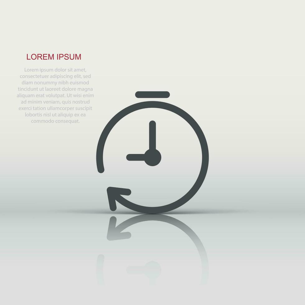 Clock timer icon in flat style. Time alarm illustration on white isolated background. Stopwatch clock business concept. vector