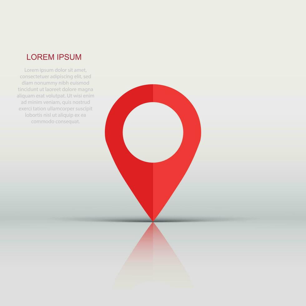 Pin map icon in flat style. Gps navigation vector illustration on white isolated background. Target destination business concept.