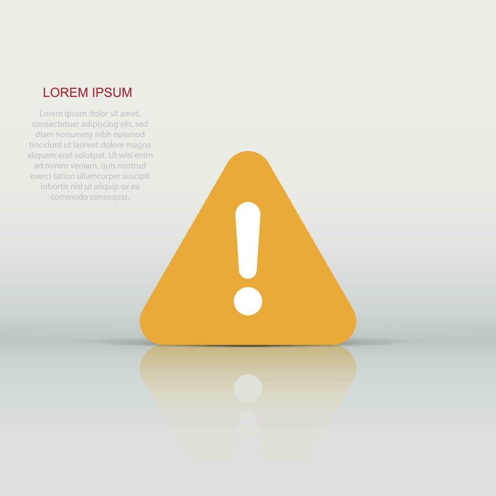 Exclamation mark icon in flat style. Danger alarm vector illustration on white isolated background. Caution risk business concept.