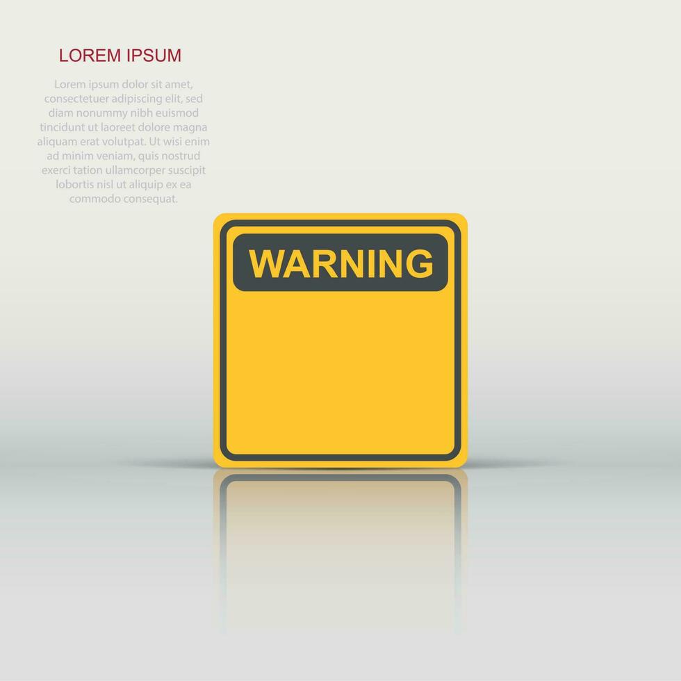 Warning, caution sign icon in flat style. Danger alarm vector illustration on white isolated background. Alert risk business concept.