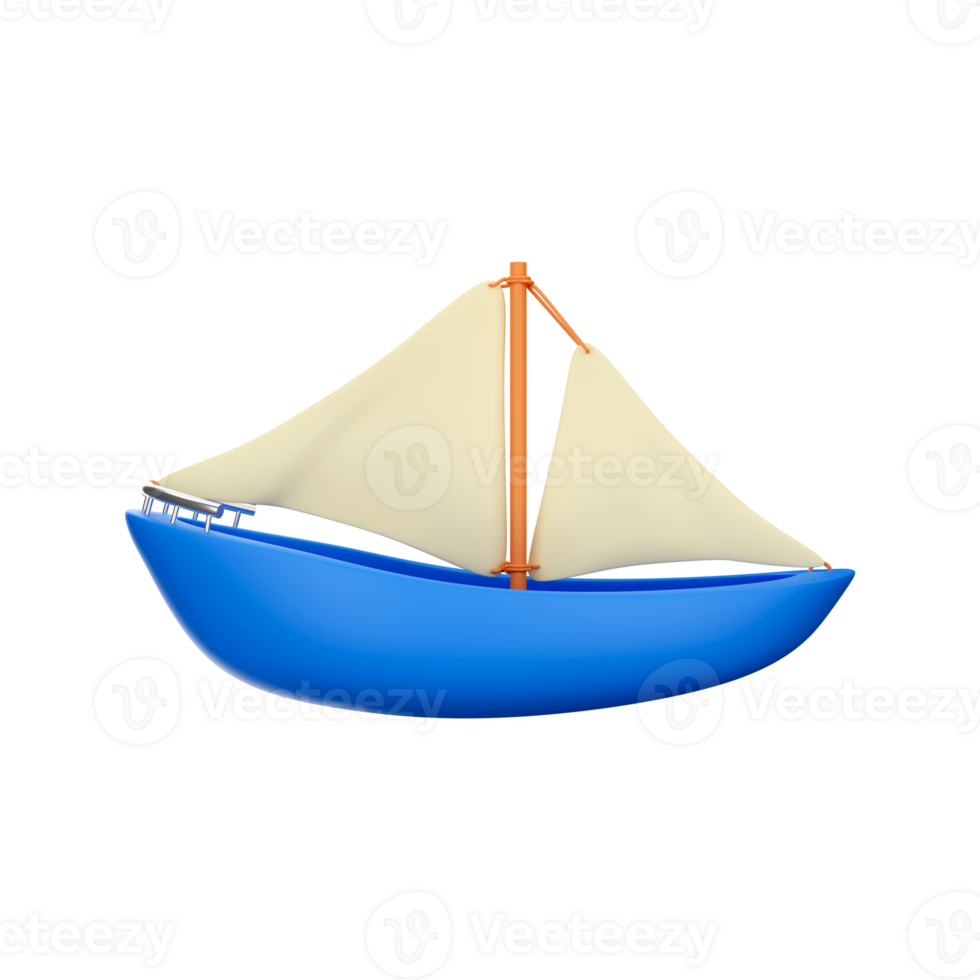 3d rendre, bleu voile bateau. png