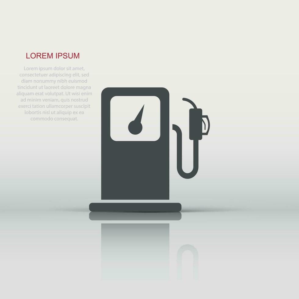Vector fuel gas station icon in flat style. Car petrol pump sign illustration pictogram. Fuel business concept.