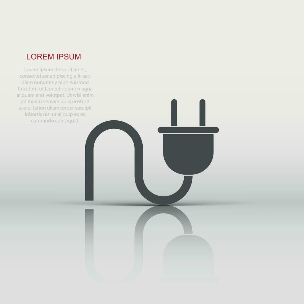 Vector electric plug icon in flat style. Power wire cable sign illustration pictogram. Wire business concept.