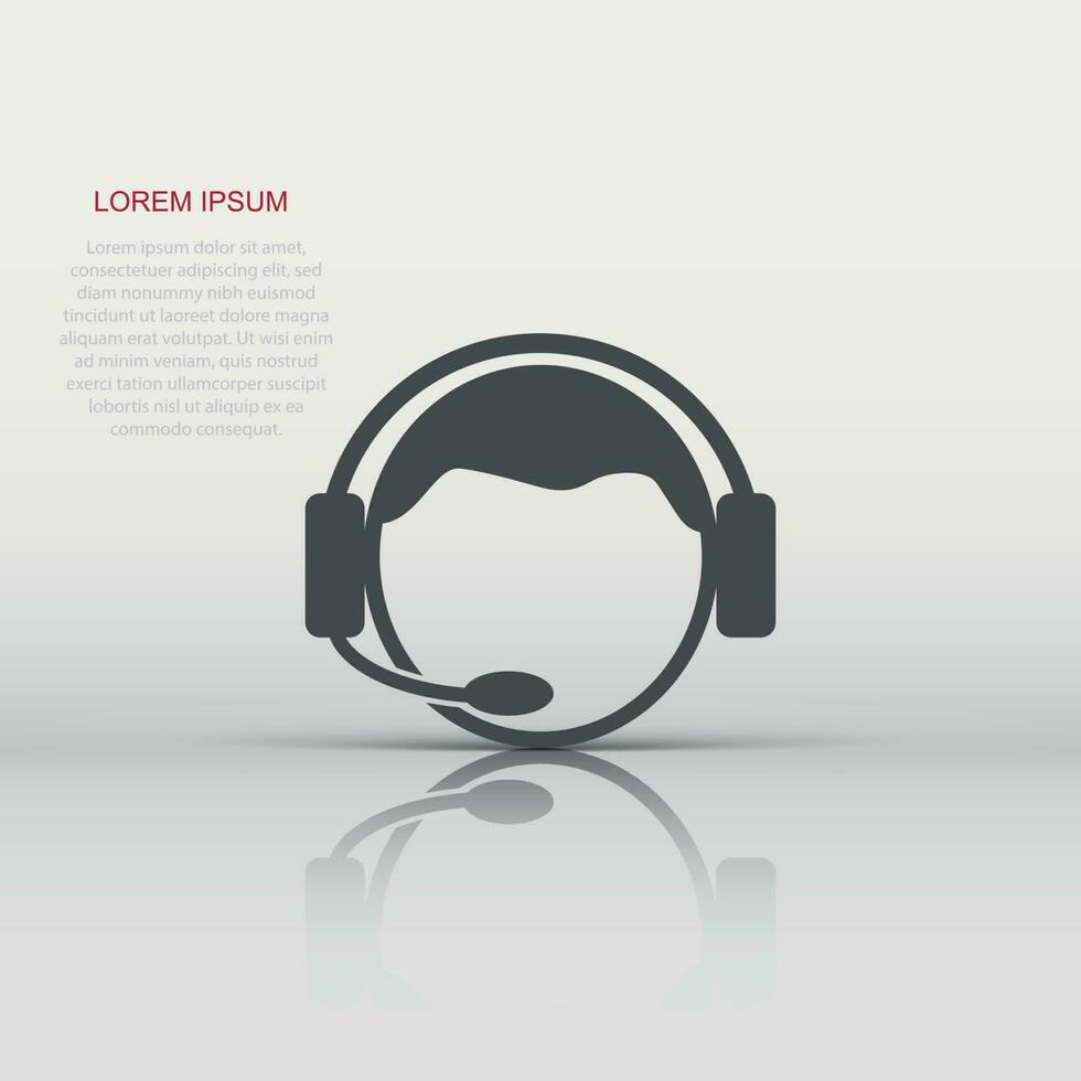 Vector operator with microphone icon in flat style. Operator in call center sign illustration pictogram. People business concept.