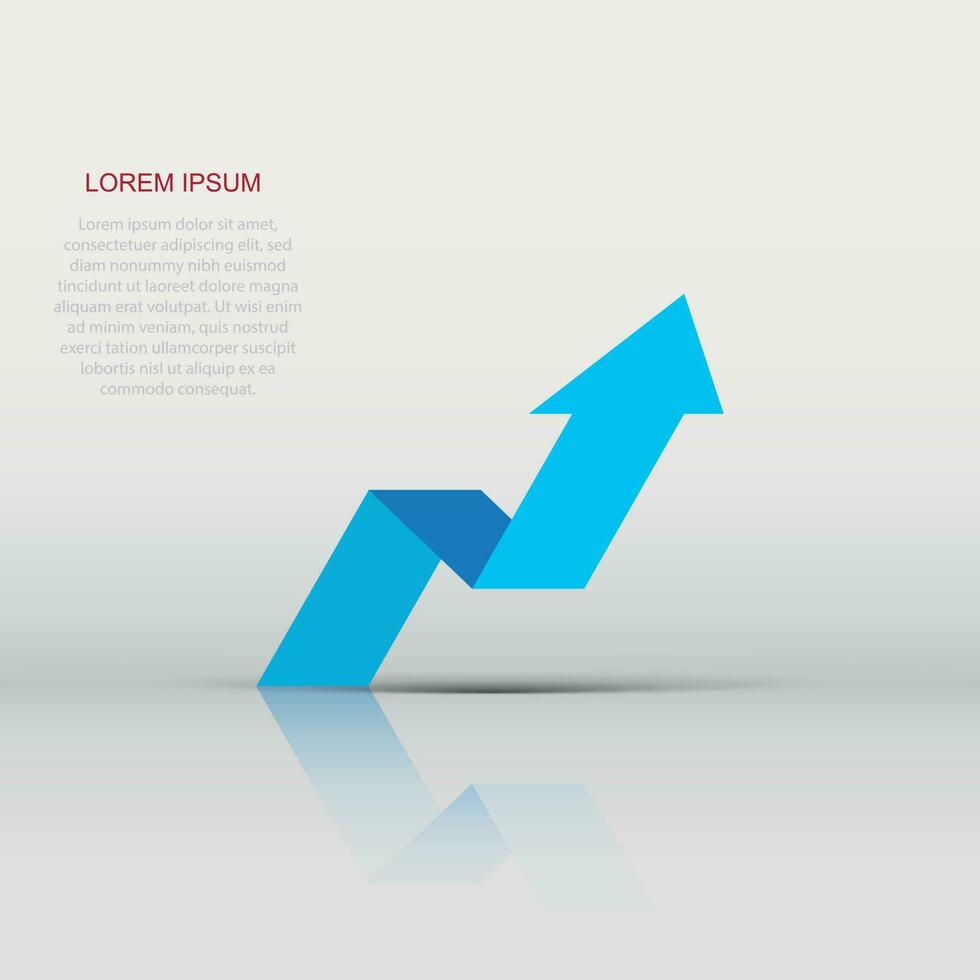 Vector arrow growing graph icon in flat style. Progress arrow grow sign illustration pictogram. Cursor business concept.