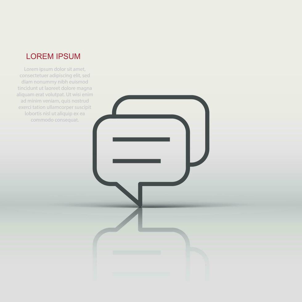 Vector speech bubble icon in flat style. Discussion dialog sign illustration pictogram. Comment cloud business concept.