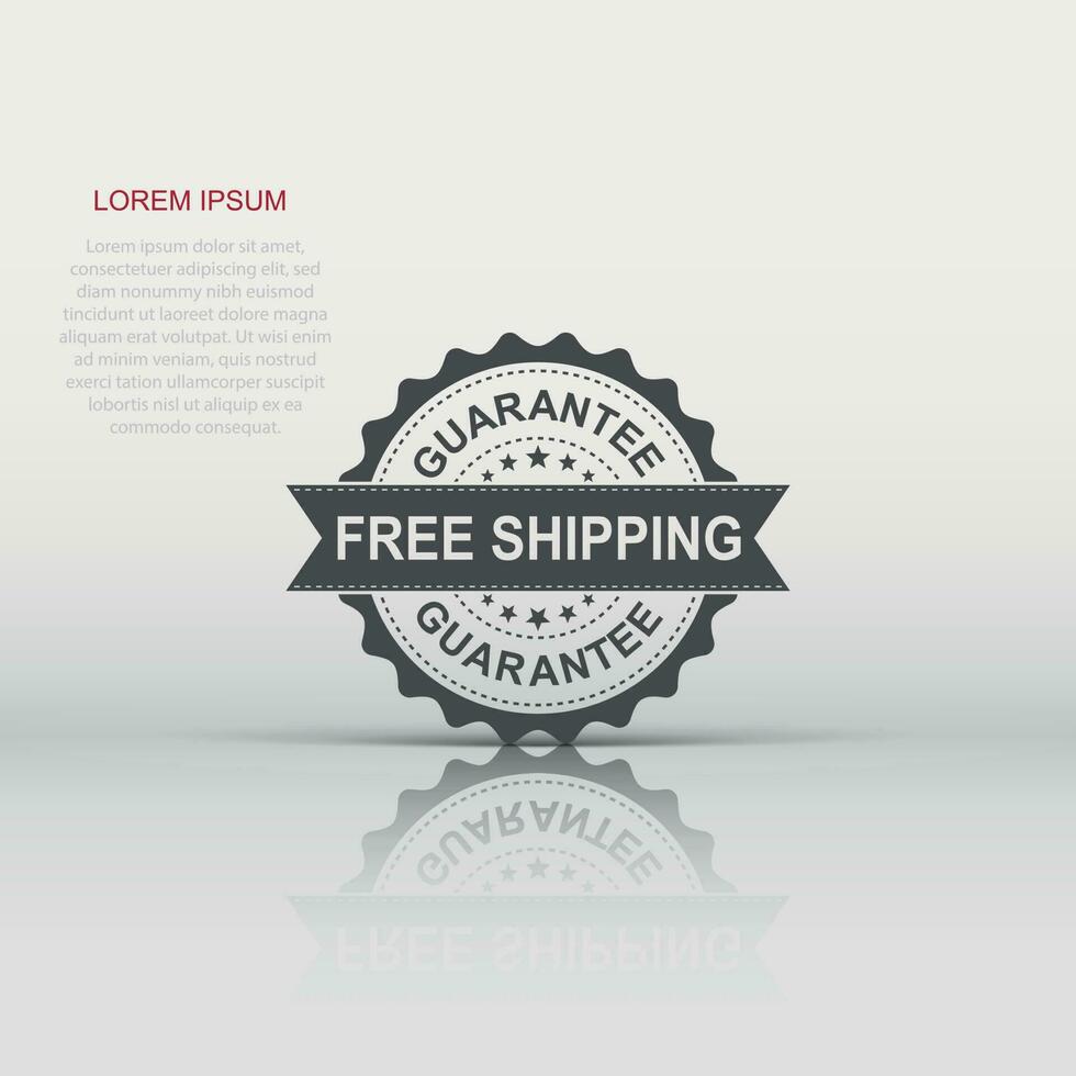 Free shipping grunge rubber stamp. Vector illustration on white background. Business concept guarantee free delivery stamp pictogram.