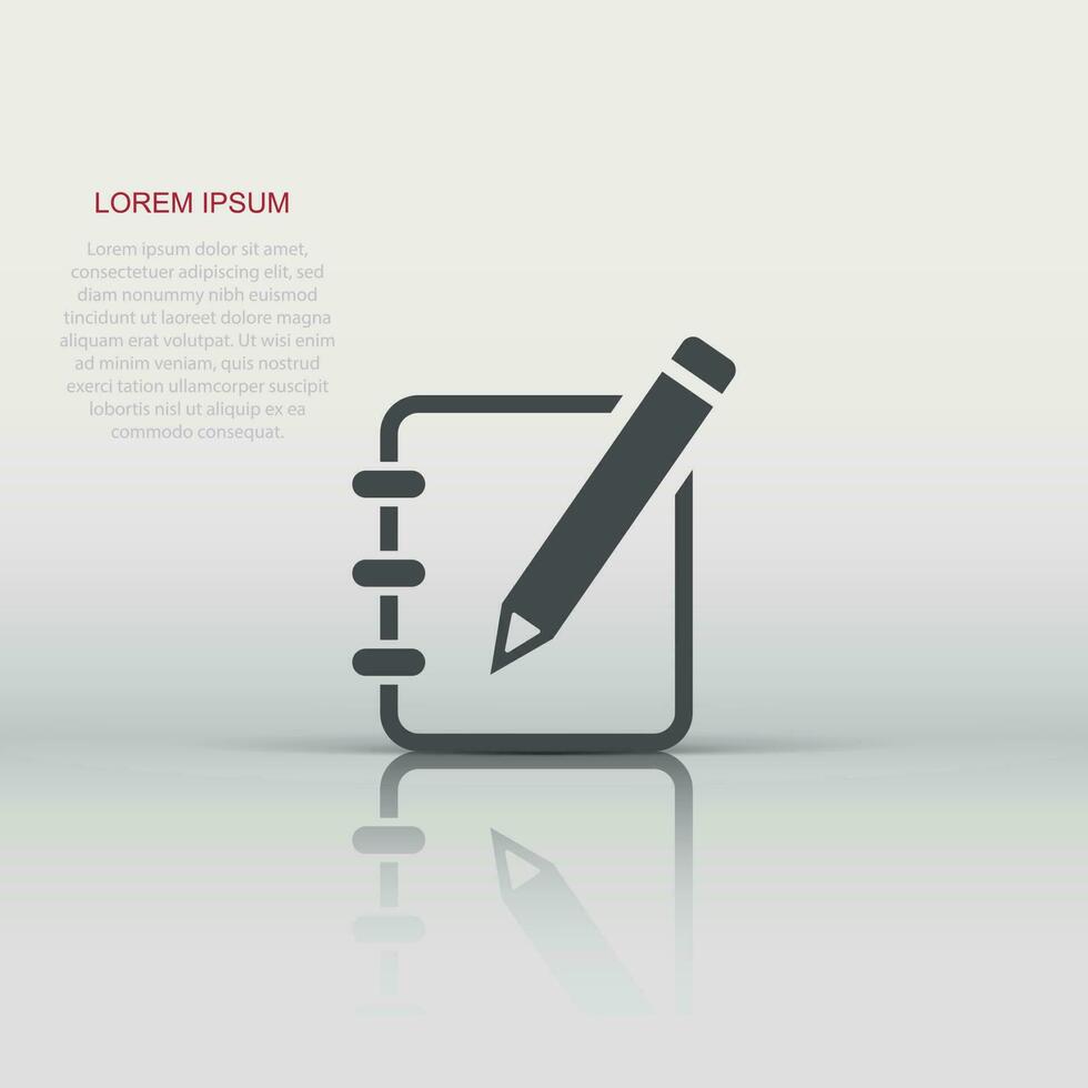 Notepad edit document with pencil icon. Vector illustration. Business concept note edit pictogram.