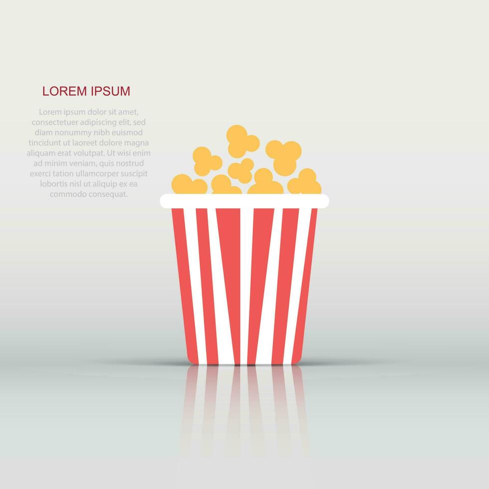 Popcorn vector icon in flat style. Cinema food illustration on isolated background. Popcorn sign concept.