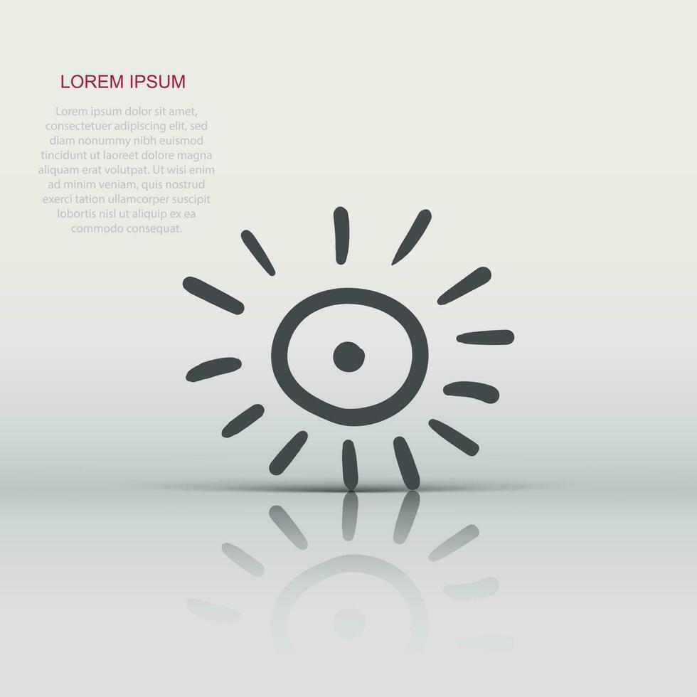 Hand drawn sun vector icon. Sun sketch doodle illustration. Handdrawn sunshine concept.