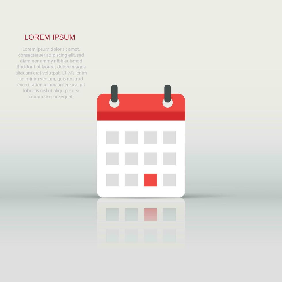 Calendar agenda vector icon in flat style. Reminder illustration on white isolated background. Calendar date concept.