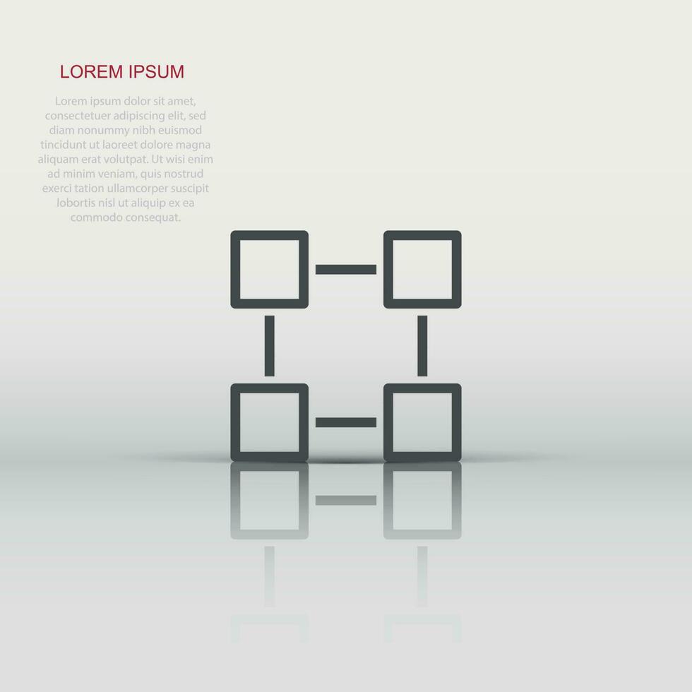 Blockchain technology vector icon in flat style. Cryptography cube block illustration. Blockchain algorithm concept.