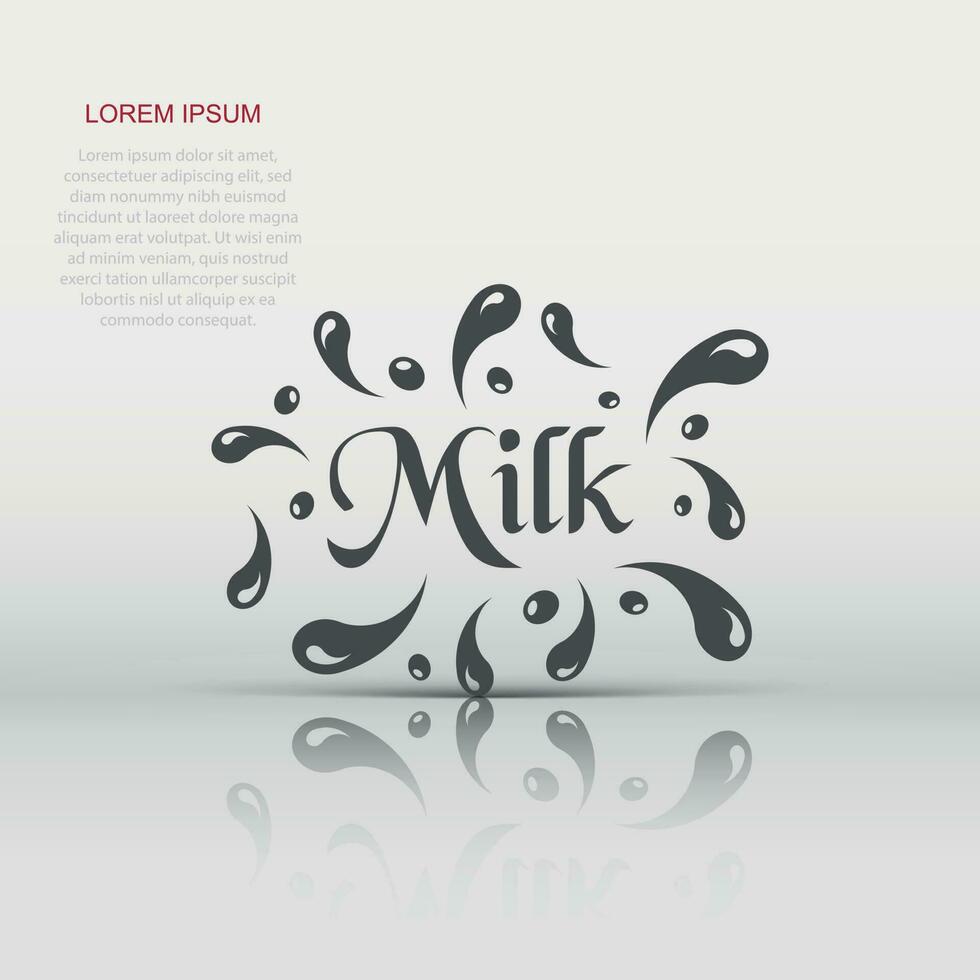 Milk splash spray vector icon in flat style. Milk drink illustration background. Milky wave concept.