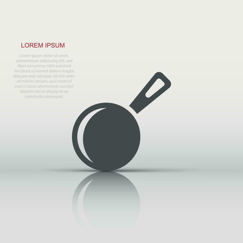 Frying pan icon in flat style. Cooking pan illustration on white isolated background. Skillet kitchen equipment business concept. vector