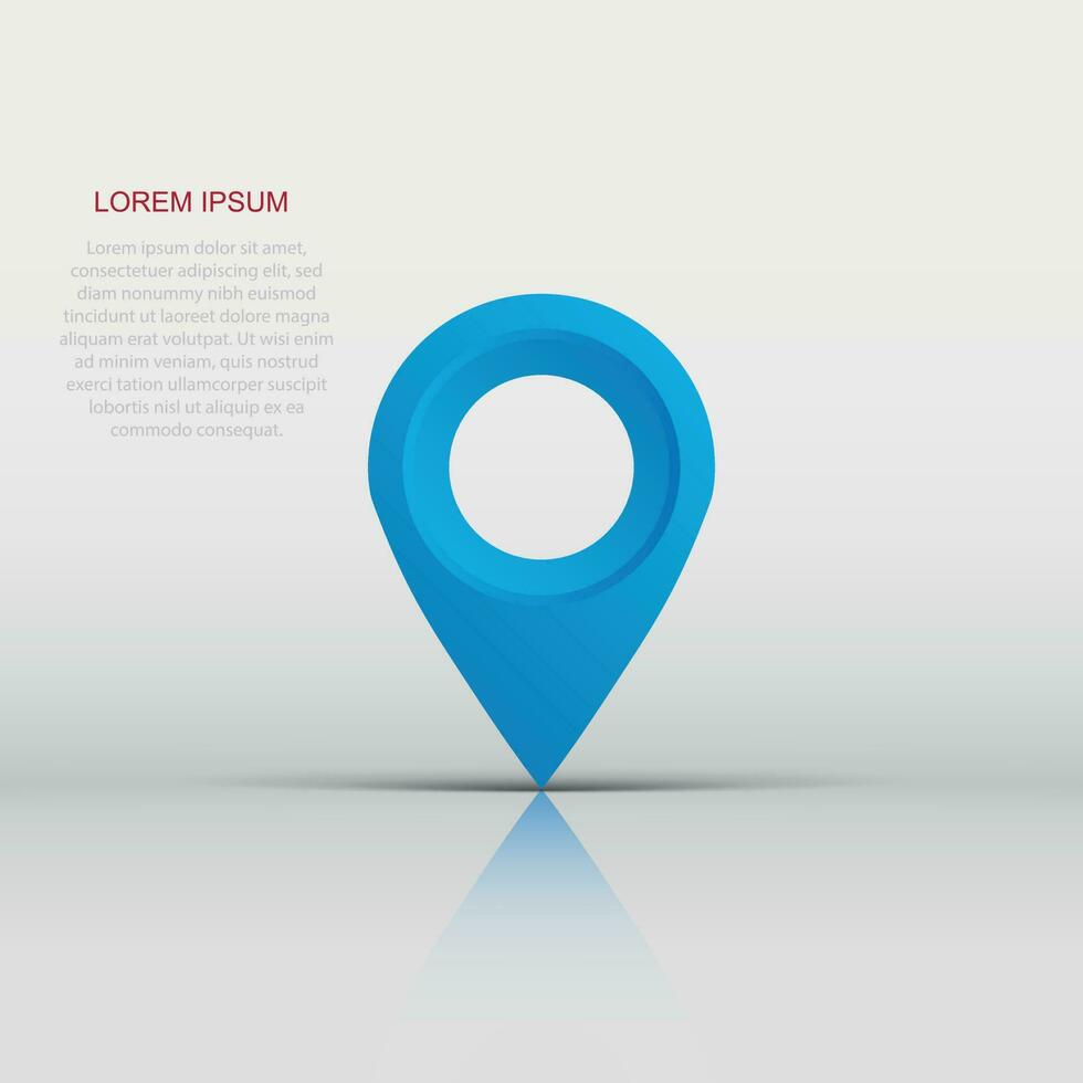 Pin map icon in flat style. Gps navigation vector illustration on white isolated background. Target destination business concept.