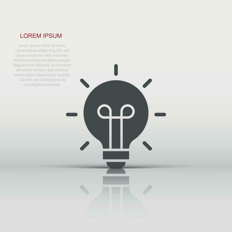 Light bulb icon in flat style. Lightbulb vector illustration on white isolated background. Lamp idea business concept.