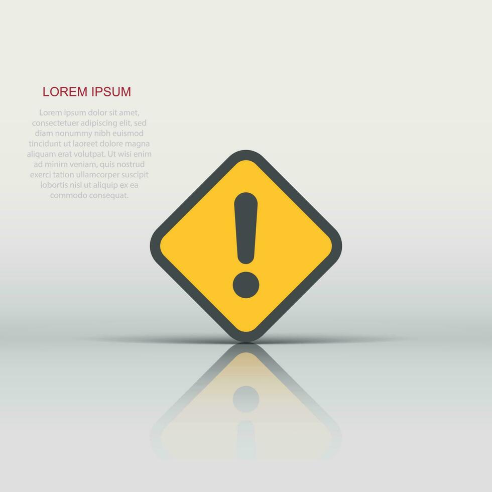 Exclamation mark icon in flat style. Danger alarm vector illustration on white isolated background. Caution risk business concept.