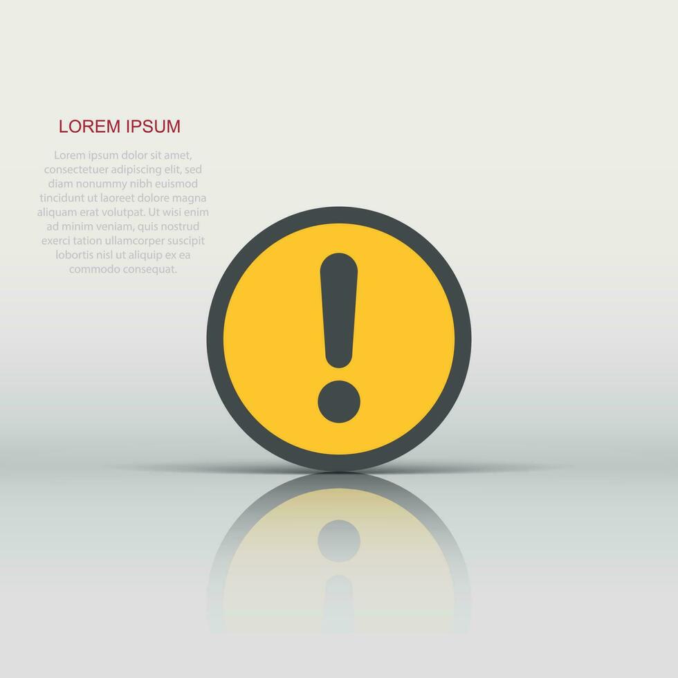 Exclamation mark icon in flat style. Danger alarm vector illustration on white isolated background. Caution risk business concept.