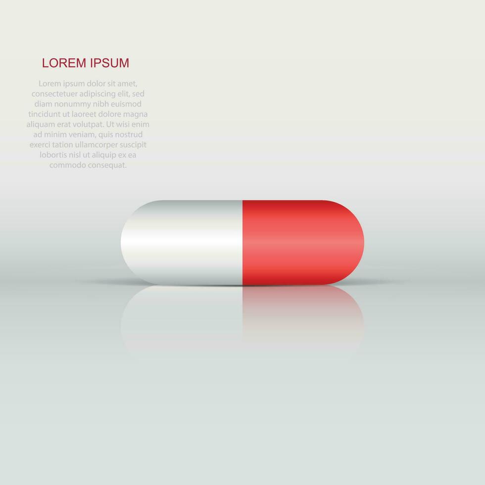 Pill vector icon in flat style. Tablet illustration on white isolated background. Capsule medical concept.