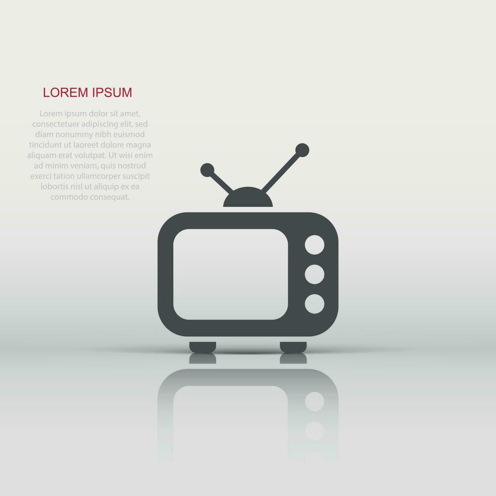 Television monitor in flat style. Tv screen illustration on white isolated background. Tv show concept. vector