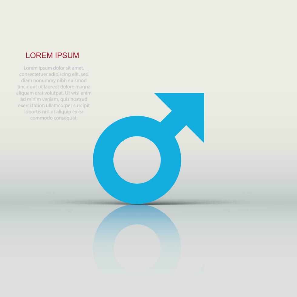 Male sex symbol vector icon in flat style. Men gender illustration on white isolated background. Boy masculine business concept.