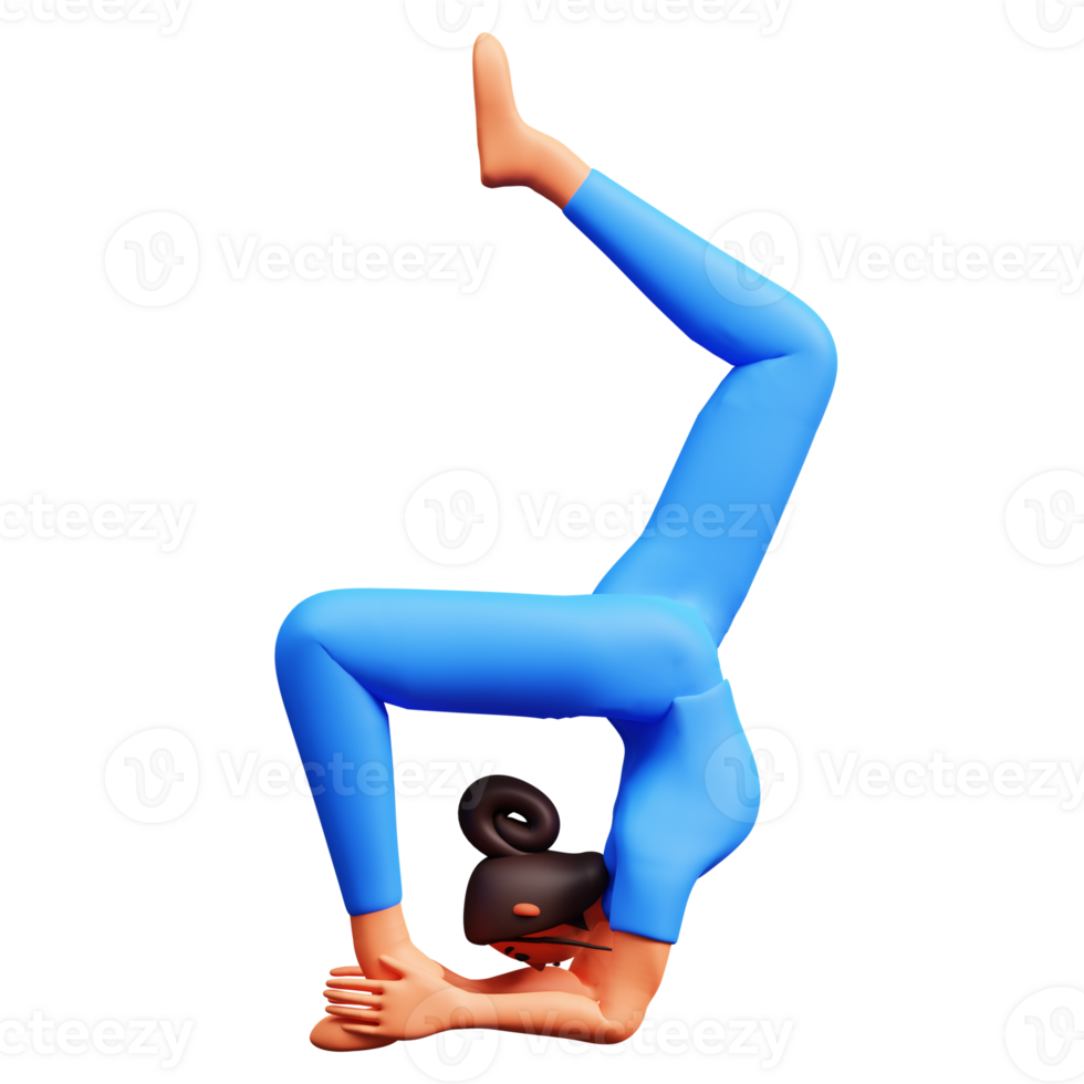3D Young Lady Practicing Yoga. png