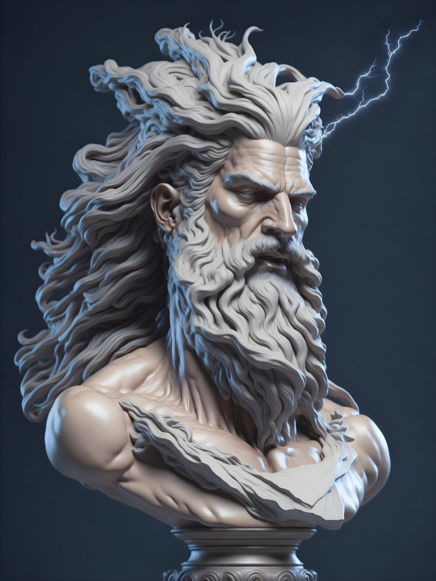Bust of the god Zeus. Ancient Greek mythology. Antique sculpture. AI ...