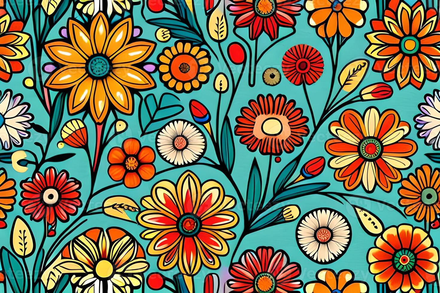 Beautiful flowers repeating pattern photo