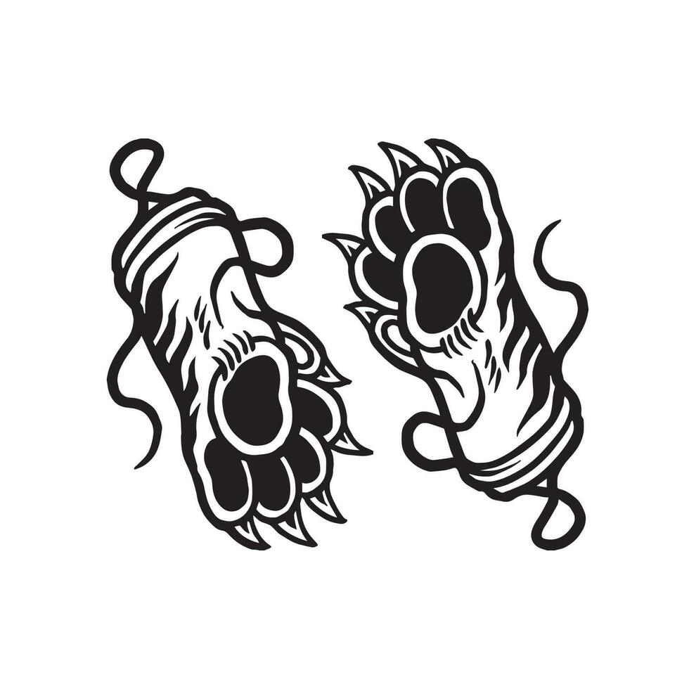 claw hand drawn illustration for tattoo design vector