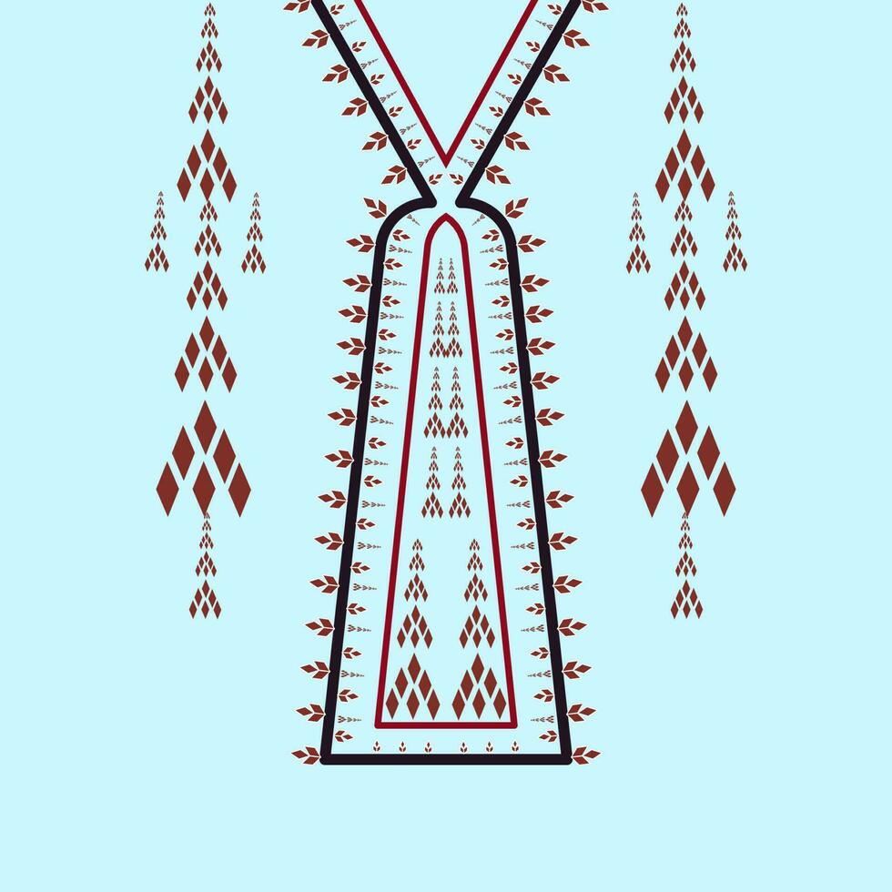 Traditional geometric ethnic embroidered neckline for dress and clothe design vector
