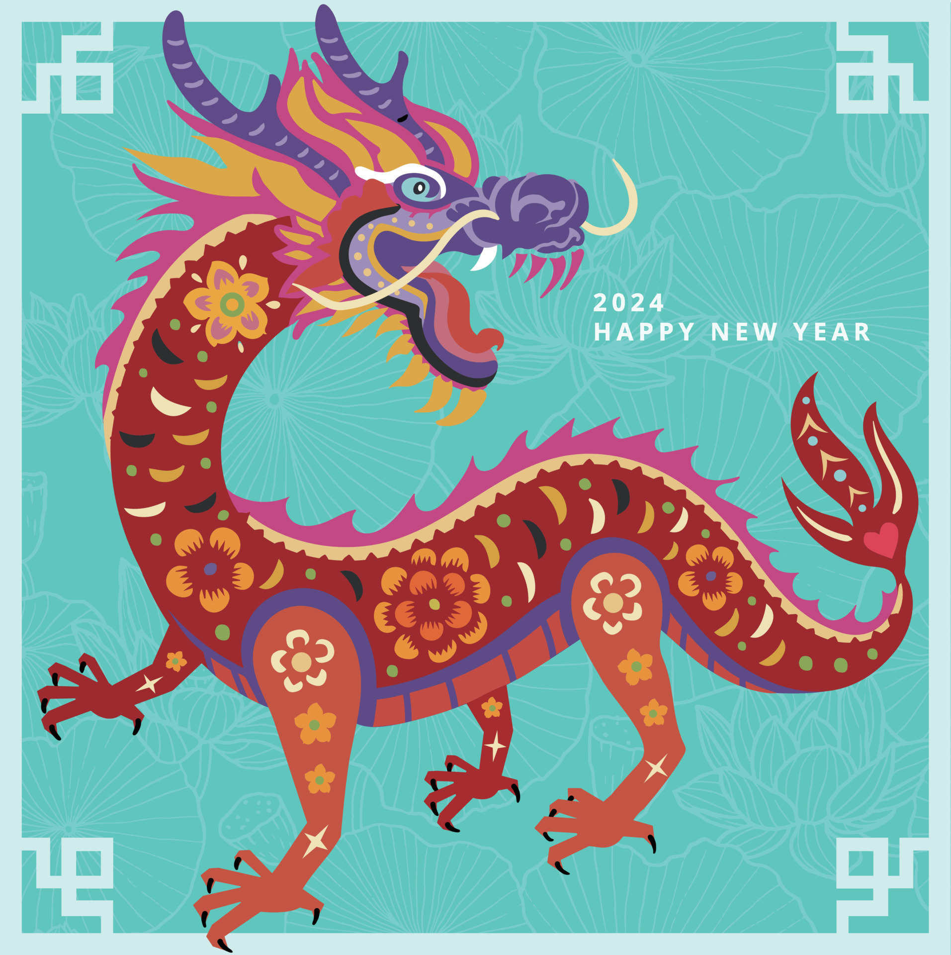Chinese dragon in colprful paper cut art style. dragon. 2024 vector