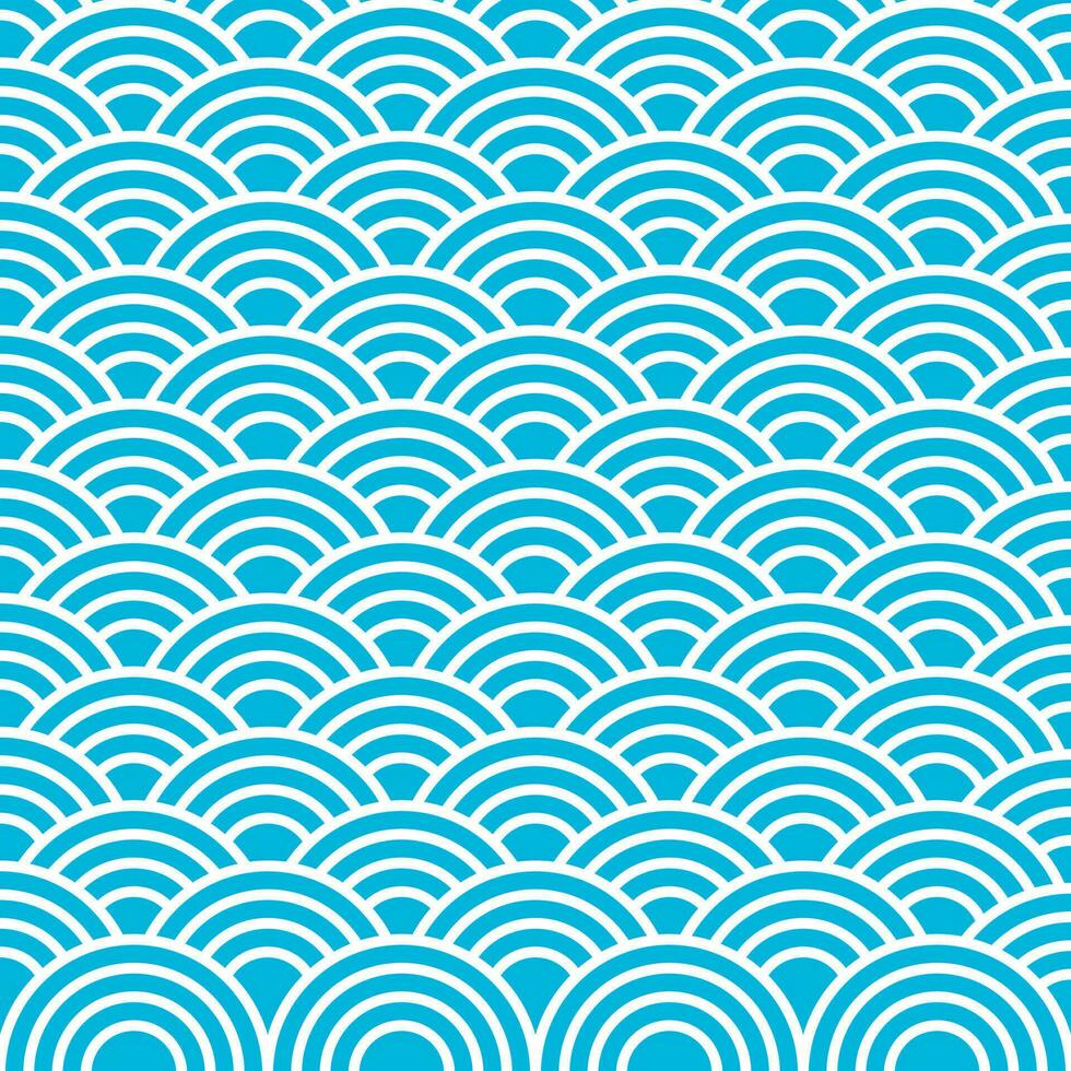 Background of blue japanese wave pattern. vector