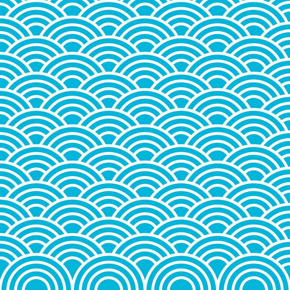 Background of blue japanese wave pattern. vector