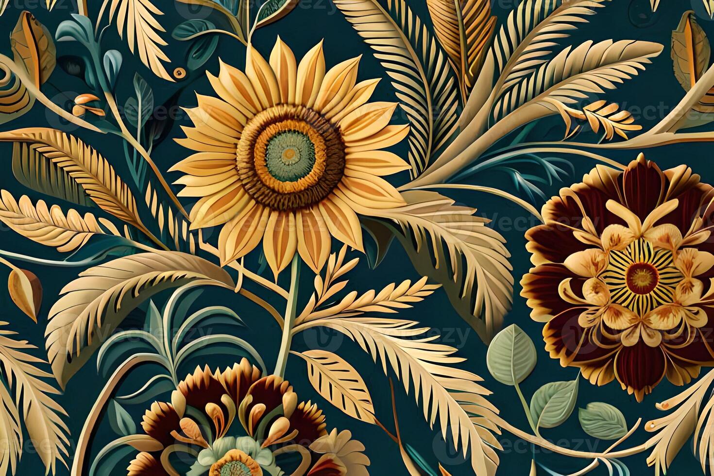beautiful sunflowers repeating pattern photo