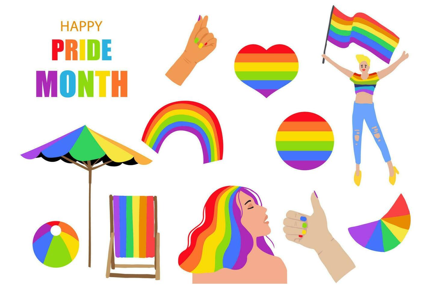 Pride month day object with couple and people for postcard social media vector