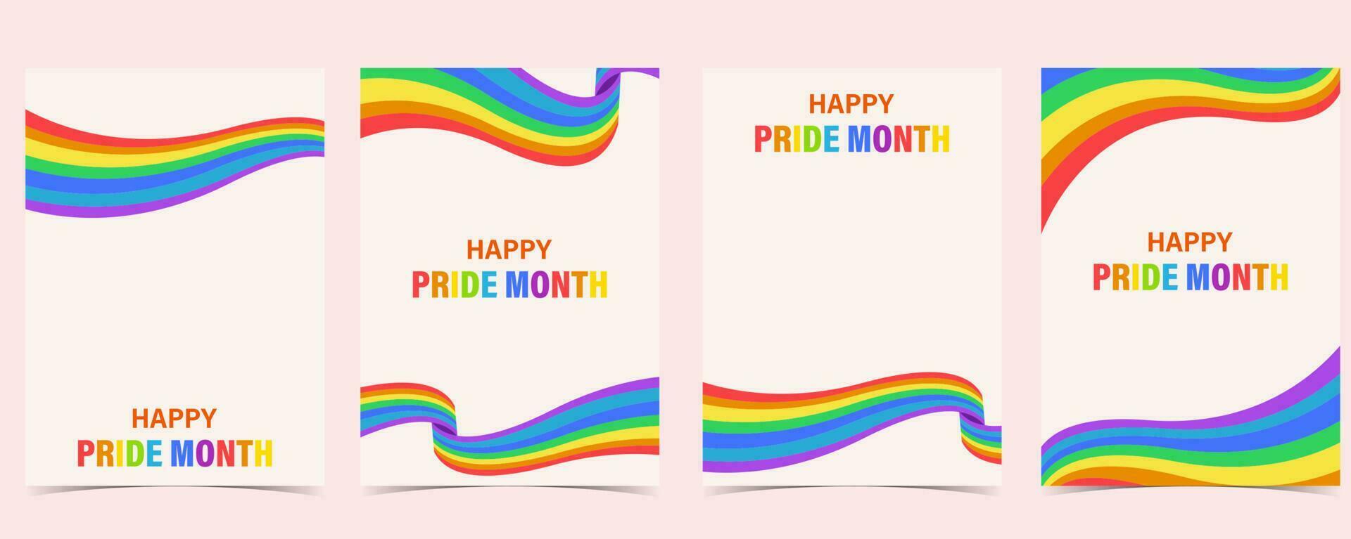Pride month day background with curve and flag for postcard social media vector