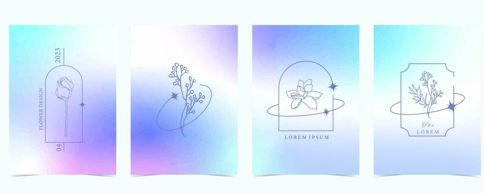 gradient background with colorful y2k and groovy style vector