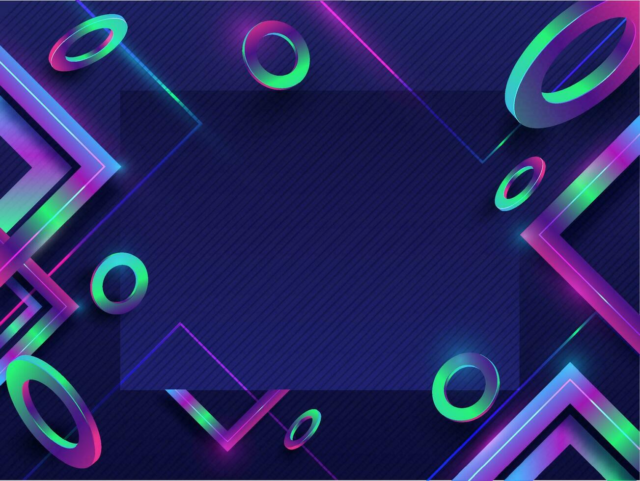 Abstract geometric elements decorated on blue seamless striped pattern background with space for your message. vector