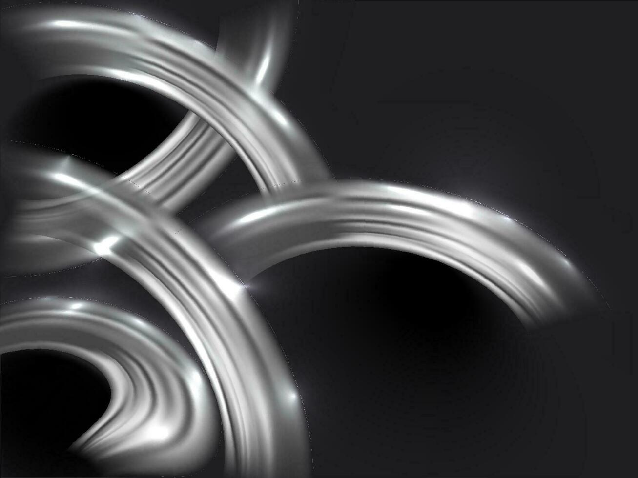 Abstract Silver Curve Light Effect on Black Background. vector