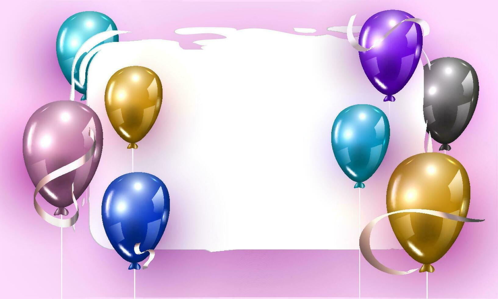 Colorful Shiny Balloons Decorated on Purple Background with Space For Message. vector