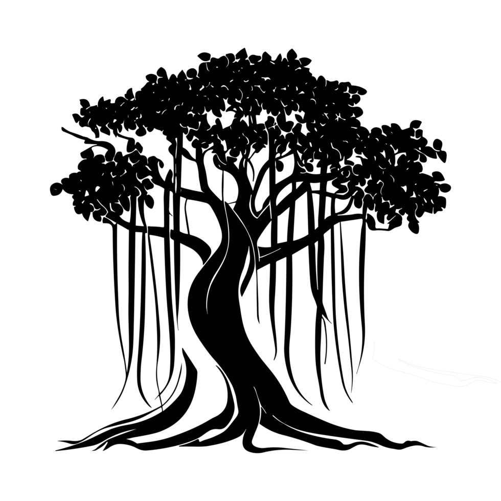 Banyan Tree black and white png without background for free 23790898 PNG