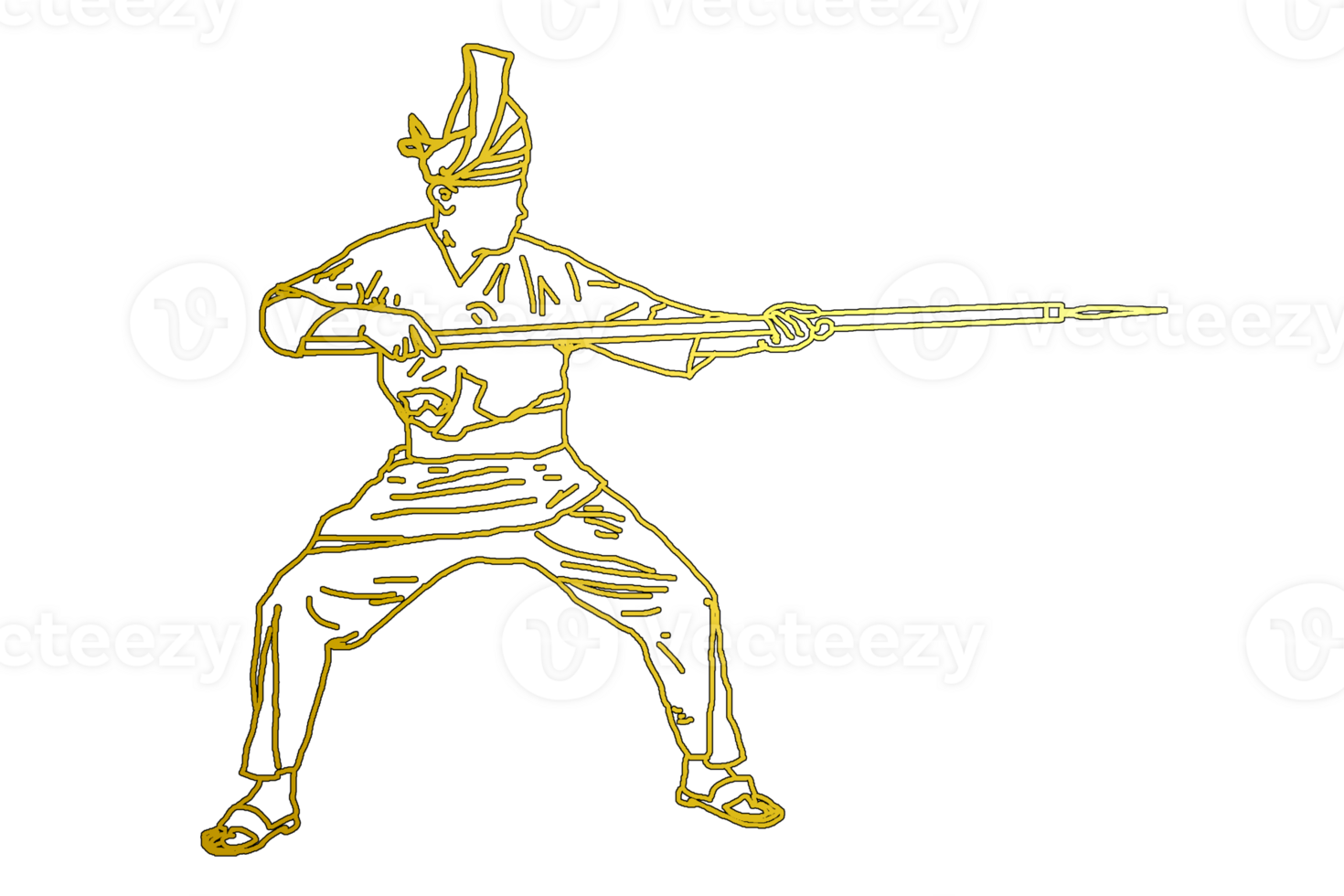 Malay Nusantara warrior movement pattern with hold spear png