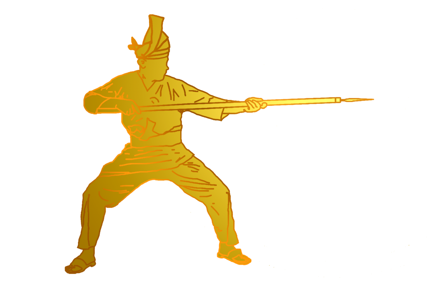 icon Nusantara warrior movement pattern with hold spear png
