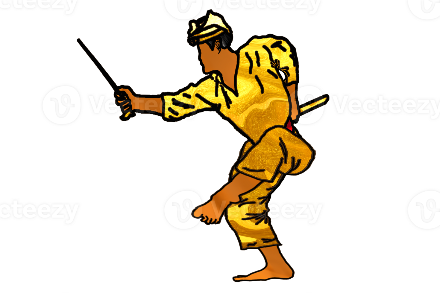 icon Malay warrior step dance with hold traditional weapon had curve balde png