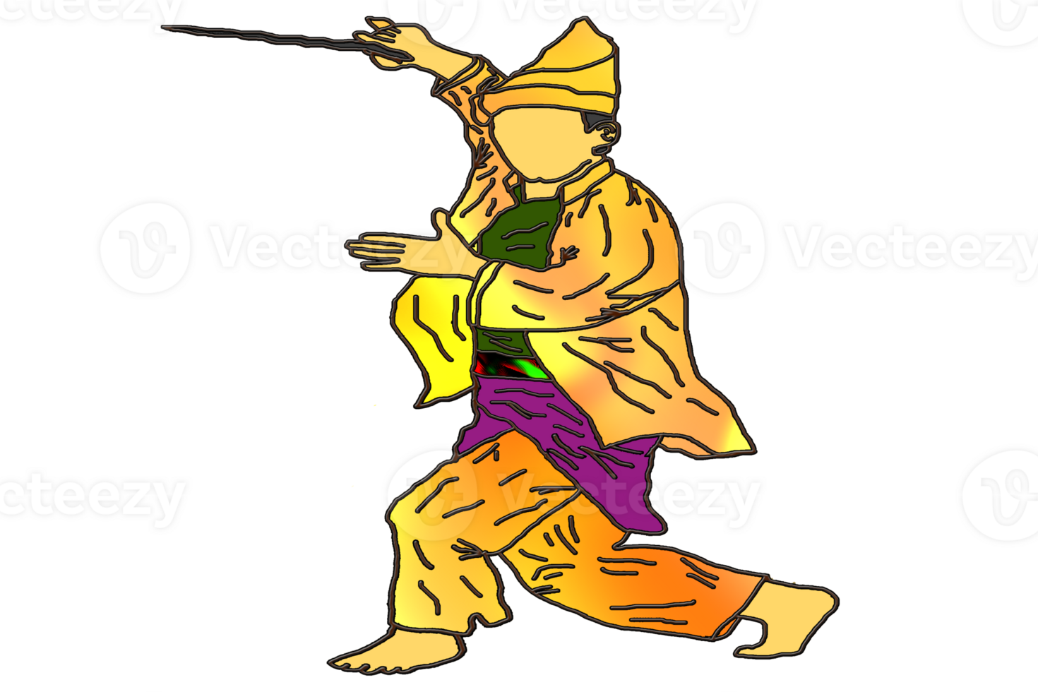 icon Malay warrior step dance with hold traditional weapon had curve balde png