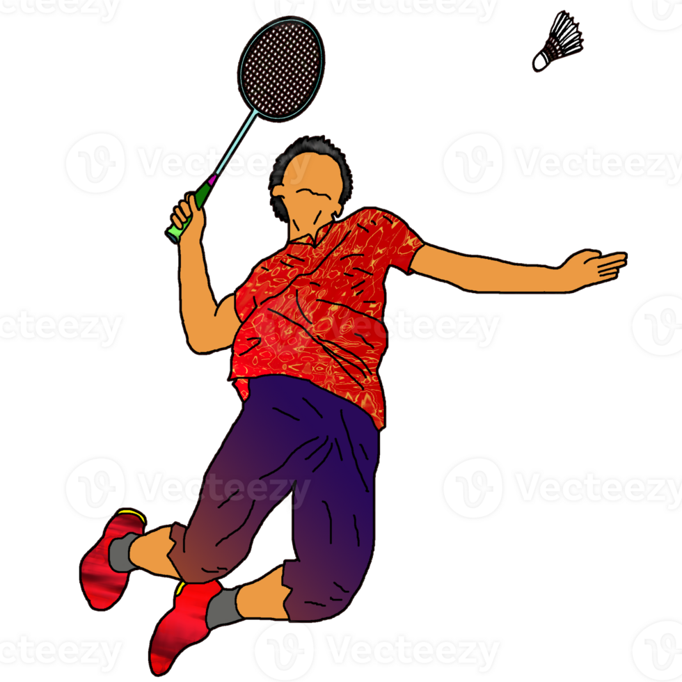 icon player badminton doing smash technique png