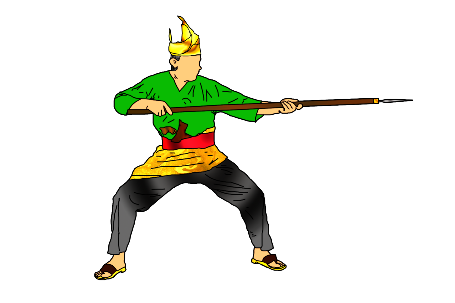 icon Nusantara warrior movement pattern with hold spear png